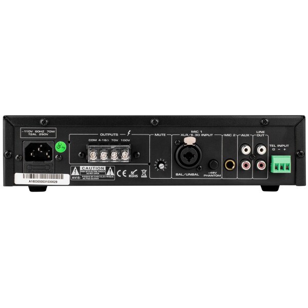 Main product image for Dayton Audio DA40T Commercial Audio Amplifier 40W 70V/ 100V/ 4 Ohm Mixer - 2 Mic 1 Aux 1 Telephone input